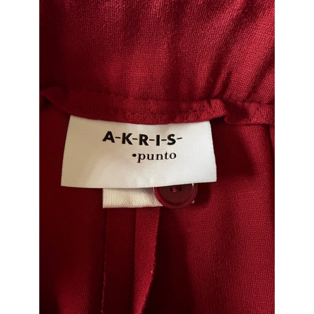 Akris Punto Velvet Trousers Women 6 Red Slim Leg Holiday Luxury Festive Designer - Picture 4 of 6